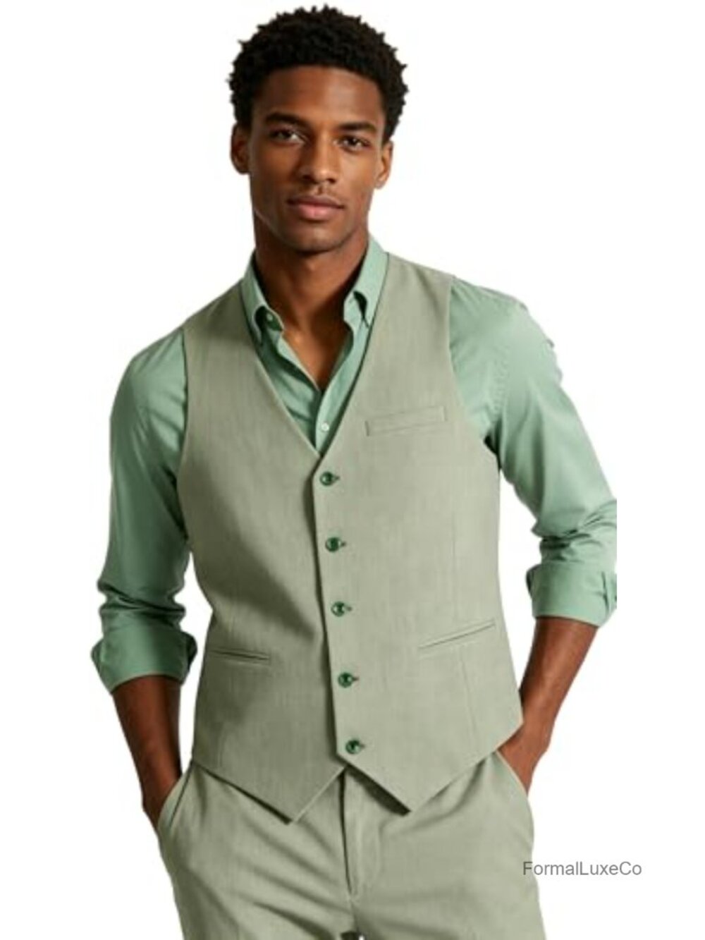 Men's Linen 2-Piece Suit Set with Vest and Pants, Lightweight Summer Wedding